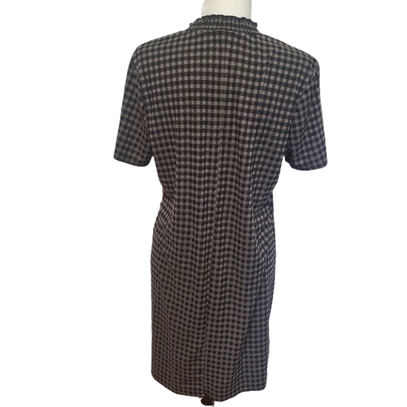 Suzy Shier Cowl Neck Grey and Black Gingham Short sleeve Dress - Picture 3 of 4
